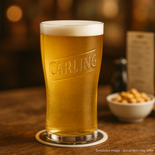 Carling Beer Pint Glass Embossed Collectable Branded Pub Lager Barware Home Bar