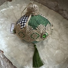 Mackenzie Childs Courtly Check Emerald Luxe EXTRA LARGE HANGING FABRIC ORNAMENT
