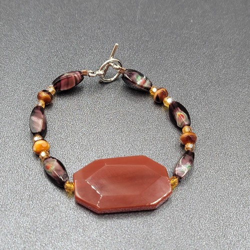 Art glass bead - bracelet, silver