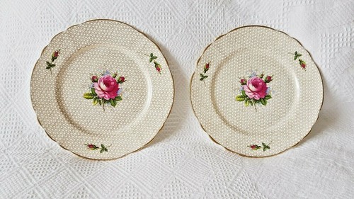 Pair side plates - rose, ~