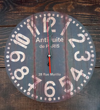 Chic Silent Paris Antique Wall Clock - Big Numerals - Retro Design - 12 inches