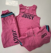 Juicy Couture Pink Girls 3 Piece Tracksuit Set - Age 14-15 Years- VGC