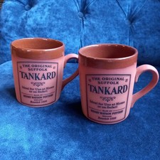 PAIR OF VINTAGE HENRY WATSON POTTERY THE ORIGINAL SUFFOLK TANKARDS/MUGS