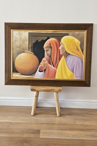 Two ladies oil canvas - two,