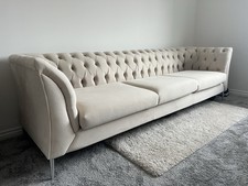 Cream Chesterfield Sofa In Velvet