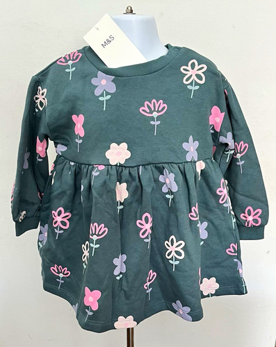 Girls green floral - m&s,