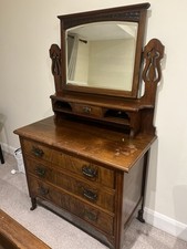Antique Edwardian Wooden Dresser with Mirror – Beautiful Original Piece