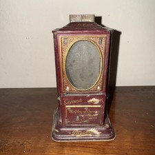 Antique Pascalls tinplate mechanical chocolate dispenser money saving bank Rare