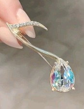 Simple Musical Note Shape Brooches For Women Luxury Crystal Brooch Pin