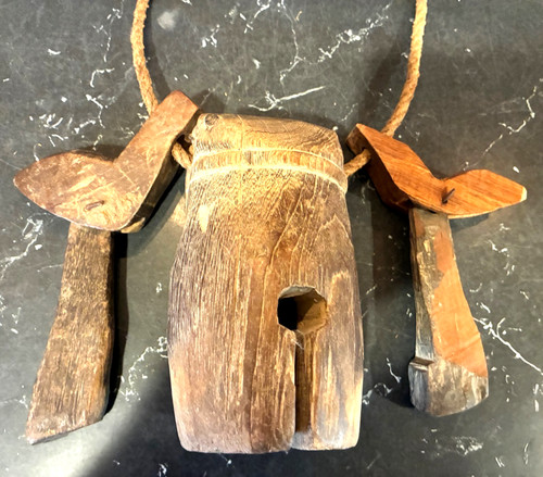 Vintage wooden cow - vintage,