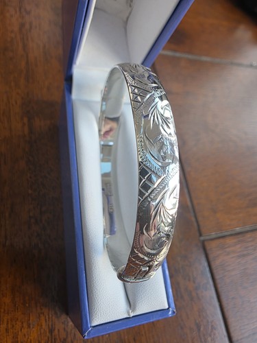 925 silver bangle hinged fully - silver,