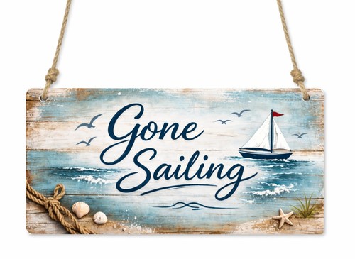 Gone sailing boat rustic - 1x,