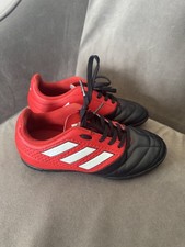 Adidas Astroturf Football Shoes Boots Red Black UK size 1 EU 33 Junior Lace Up 