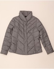 BARBOUR Womens Padded Jacket UK 16 Large Grey Herringbone AU04