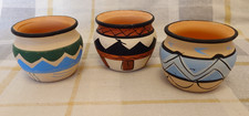 3x Beautifully Handpainted Red Clay Pots in Great Condition
