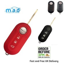 RED Silicone car key cover case shell for Fiat 500 Punto Panda Bravo 3 button