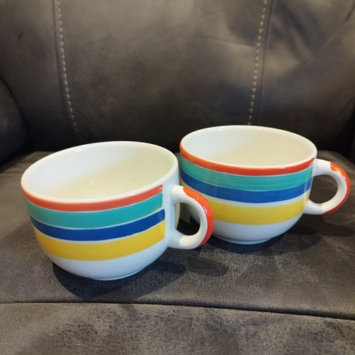 Stripe hand painted mugs - painted,