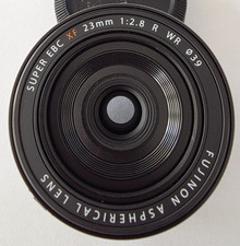 Fuji 23mm f2.8 black, the new one + Squarehood hood + Fuji hood and caps bundle