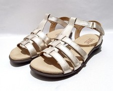 Hotter Sol Sandals Size 4 UK Wide Fit EXF New Pale Gold Leather Adjustable