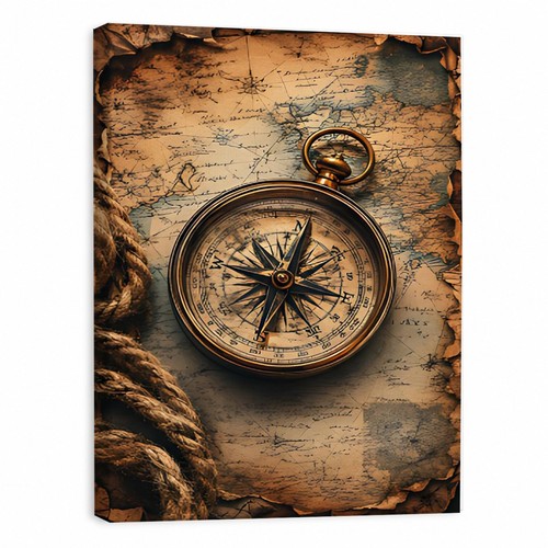 Vintage compass canvas - compass, wall