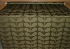 Orla Kiely Cotton Fabric  Jacquard Stem Khaki Green Curtain Upholstery Cushion