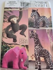 Vogue Craft V8349 One Size Zebra,  Giraffe,elephant ,monkey Designed Linda Carr