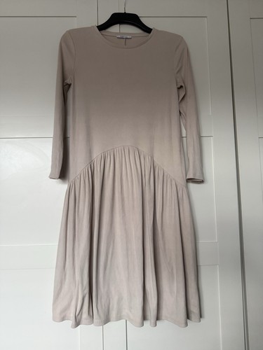 Zara beige ribbed drop waist - beige, drop-waist