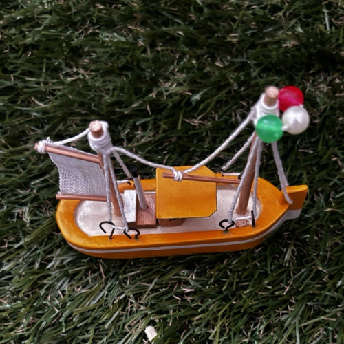 Wooden fishing boat ornament - wooden,