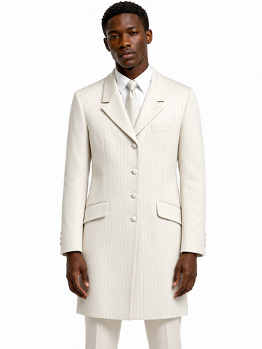 Ivory cream long jacket stripe - ivory,