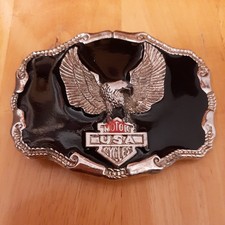 Vintage Belt Buckle Motor Cycles USA silver Black Eagle Harley Davidson Design