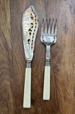 Vintage Silver Plated Serving Fish Knife And Fork Set 
