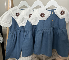 Blue denim cotton smock dress - denim,