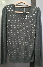 Seventy Sergio Tegon Grey Jewelled Sweater Jumper IT44 US8 UK12 Wool Alpaca Knit