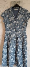 Seasalt Beatrice Garden Indigo Blue Floral Cotton Dress Vgc Size 10