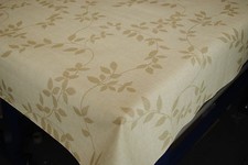 TAUPE LEAVES ON BEIGE LINEN