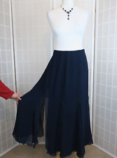 Roman Originals Maxi Skirt UK 16 Navy Blue 36" Long Chiffon Slits Vintage 90s
