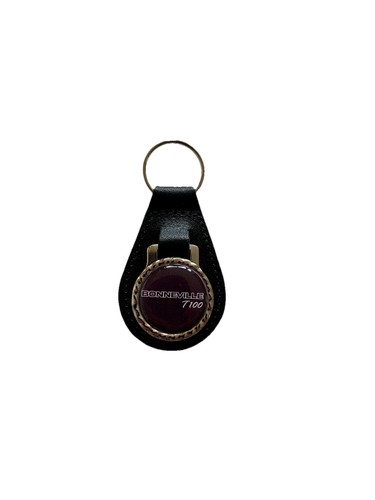 Black leather keyring fob - black, keyring/