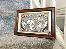 ANTIQUE VINTAGE THE WORLD DISCOVERED MAP PICTURE MIRROR COLUMBUS RALEIGH DRAKE