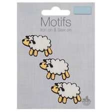 Craft Factory Iron or Sew On Fabric Motif Applique Three Sheep