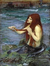 Mermaid sea water girl J. Waterhouse Tile Mural Backsplash Marble Ceramic Art