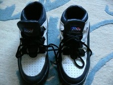 Vintage POD Fire JX Chunky Leather Boys School Shoes UK 4 Unusual Black/White