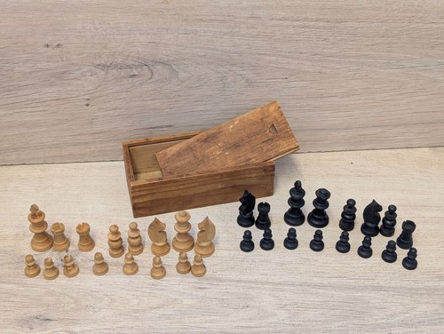 Vintage chess set wooden - vintage,