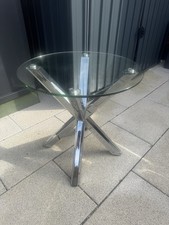 Round Glass Coffee Table with Silver Chrome Legs