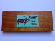 Vintage 72pc Rowney Wooden Box Set Assorted Pastels Used Pre-owned  V Good Cond.