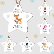Personalised Merry Christmas Tree Star Bauble Cute Keepsake Gift - 14 Designs!