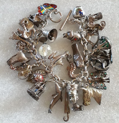 Vintage silver charm - , bracelet