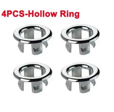 4Pcs Bathroom Basin Sink Overflow Ring Chrome Hole Cover Cap Inserts,Round.