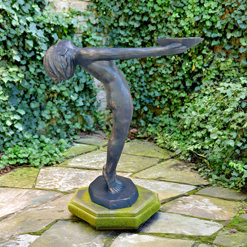 Deco girl bird bath - deco,