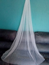 white wedding veil single tier