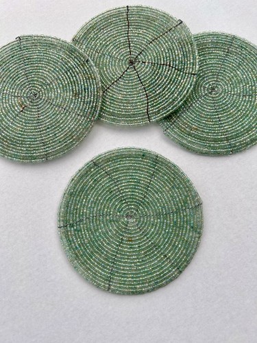 Set glass green beaded - -,